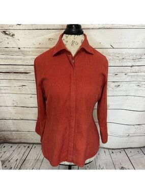 Alâra Brushed Cotton ¾ Sleeve Top Cinnamon Red Large